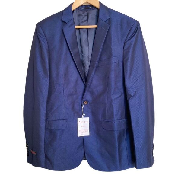 Men's Aspetto Navy Blue Blazer Size 40R - Picture 1 of 3